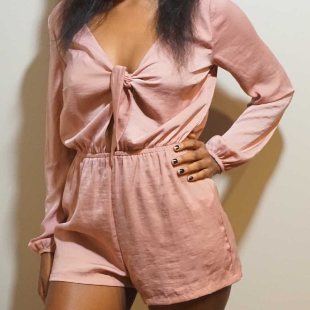 Forever 21 Pink Long Sleeve Romper (2)